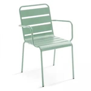 magasin en ligne france Oviala Fauteuil De Jardin En Métal Vert Sauge 16