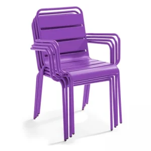 magasin pour Oviala Fauteuil De Jardin En Métal Violet 12