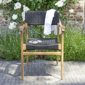 mode BOIS DESSUS BOIS DESSOUS Fauteuil De Jardin En Teck Massif Et Cordage Noir (lot De 2) 10