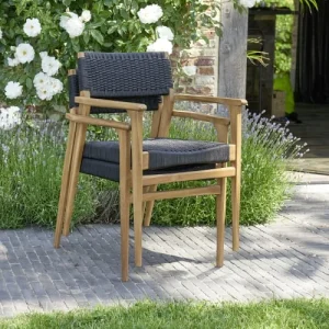 mode BOIS DESSUS BOIS DESSOUS Fauteuil De Jardin En Teck Massif Et Cordage Noir (lot De 2) 12