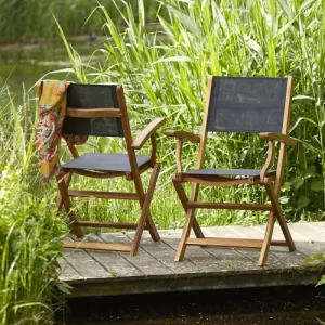 BOIS DESSUS BOIS DESSOUS Fauteuil En Acacia Massif Et Textilène Gris (lot De 2) vente pas cher en ligne 8