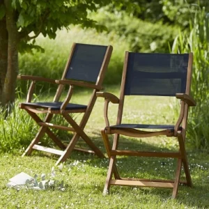 BOIS DESSUS BOIS DESSOUS Fauteuil En Acacia Massif Et Textilène Gris (lot De 2) vente pas cher en ligne 10