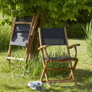 BOIS DESSUS BOIS DESSOUS Fauteuil En Acacia Massif Et Textilène Gris (lot De 2) vente pas cher en ligne 12