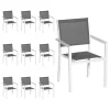 Acheter Maintenant Happy Garden Lot De 10 Chaises En Aluminium Blanc Et Textilène Gris 22