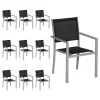 Happy Garden Lot De 10 Chaises En Aluminium Gris Et Textilène Noir mode 20