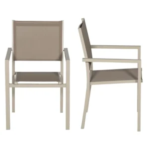 Happy Garden Lot De 10 Chaises En Aluminium Taupe Et Textilène Taupe grande surprise 10