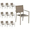 Happy Garden Lot De 10 Chaises En Aluminium Taupe Et Textilène Taupe grande surprise 14