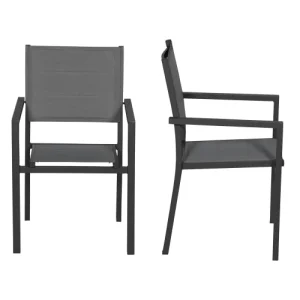 vente luxe pas cher Happy Garden Lot De 10 Chaises Rembourrées Gris En Aluminium Anthracite 10