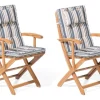 Pas Cher Magasin Soldes Beliani Lot De 2 Chaises Avec Coussin à Rayures Beige Et Bleu 20