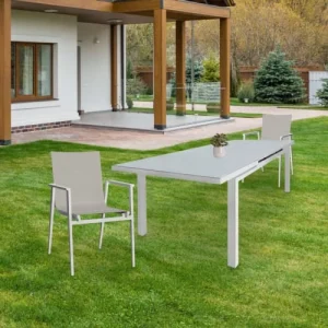 en ligne Meubletmoi Lot De 2 Chaises De Jardin Aluminium Et Tissu Textilène Gris 10