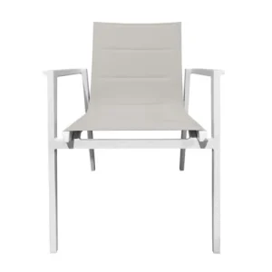 en ligne Meubletmoi Lot De 2 Chaises De Jardin Aluminium Et Tissu Textilène Gris 12