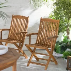 Beliani Lot De 2 Chaises De Jardin Bois Clair acheter 10