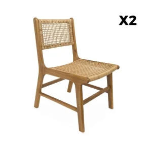 le grand escompte Alice’s Garden Lot De 2 Chaises De Jardin, Cannage Et Bois 12