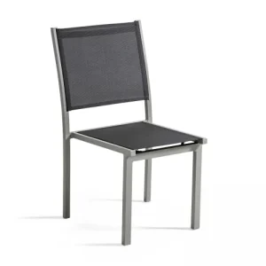 en ligne vente Oviala Lot De 2 Chaises De Jardin En Aluminium Et Textilène Gris 10