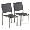 en ligne vente Oviala Lot De 2 Chaises De Jardin En Aluminium Et Textilène Gris 20