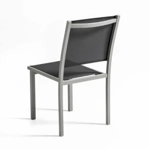 en ligne vente Oviala Lot De 2 Chaises De Jardin En Aluminium Et Textilène Gris 12