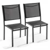 Meilleur Prix Oviala Lot De 2 Chaises De Jardin En Aluminium Et Textilène Noir 22