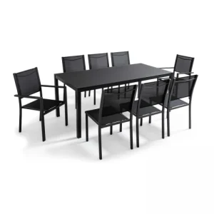 Meilleur Prix Oviala Lot De 2 Chaises De Jardin En Aluminium Et Textilène Noir 18