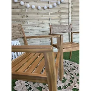 boutique pas cher ELLE DECORATION Lot De 2 Chaises De Jardin En Bois D’acacia Et Cannage Coloris Naturel 10