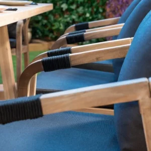 vente pas cher Kerama Lot De 2 Chaises De Jardin En Bois D’acacia Et En Corde Tressée 9