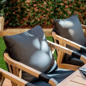 vente pas cher Kerama Lot De 2 Chaises De Jardin En Bois D’acacia Et En Corde Tressée 11