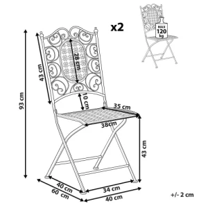 Beliani Lot De 2 Chaises De Jardin Noires Top ventes 18