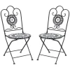 OUTSUNNY Lot De 2 Chaises De Jardin Pliables Style Fer Forgé Mosaïque Céramique site officiel 20