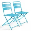 Oviala Lot De 2 Chaises De Jardin Pliantes En Métal Bleu boutique en ligne 22