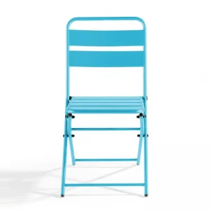 Oviala Lot De 2 Chaises De Jardin Pliantes En Métal Bleu boutique en ligne 12