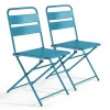 Top ventes Oviala Lot De 2 Chaises De Jardin Pliantes En Métal Bleu Pacific 20