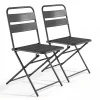 Oviala Lot De 2 Chaises De Jardin Pliantes En Métal Gris soldes en ligne 22