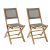 livraison la plus rapide MACABANE Lot De 2 Chaises De Jardin Pliantes Teck Et Textilène Taupe 20