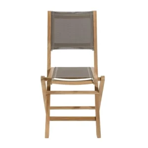 livraison la plus rapide MACABANE Lot De 2 Chaises De Jardin Pliantes Teck Et Textilène Taupe 14