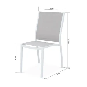 remise en ligne Alice’s Garden Lot De 2 Chaises Empilables En Aluminium Blanc Et Taupe En Textilène 18