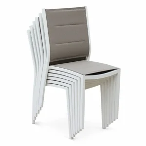 Alice’s Garden Lot De 2 Chaises En Aluminium Blanc Et Textilène Taupe achat pas cher 10