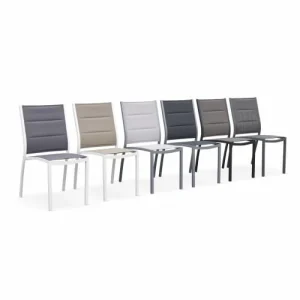 Alice’s Garden Lot De 2 Chaises En Aluminium Blanc Et Textilène Taupe achat pas cher 16