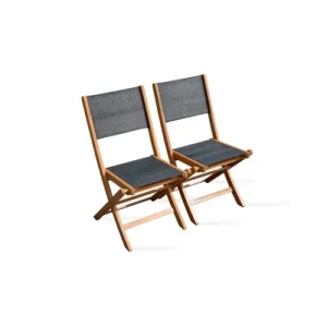 Oviala Lot De 2 Chaises Pliantes De Jardin En Bois Noir marques de renommée 10