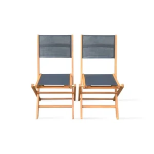 Oviala Lot De 2 Chaises Pliantes De Jardin En Bois Noir marques de renommée 18