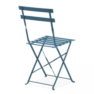 Oviala Lot De 2 Chaises Pliantes En Acier Bleu Pacific vente chaude 12