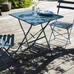 Oviala Lot De 2 Chaises Pliantes En Acier Bleu Pacific vente chaude 18