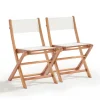 magasin en ligne france Oviala Lot De 2 Chaises Pliantes En Bois D’eucalyptus Et Textilène Blanc 20