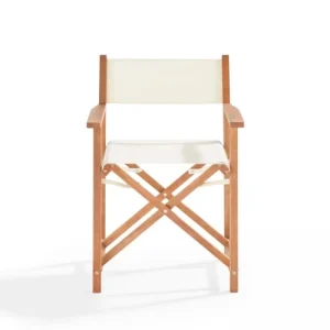 bas prix Oviala Lot De 2 Chaises Pliantes En Bois D’eucalyptus Et Textilène Blanc 12