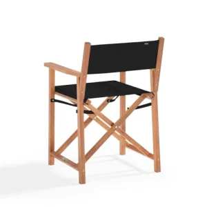 grossiste Oviala Lot De 2 Chaises Pliantes En Bois D’eucalyptus Et Textilène Noir 10