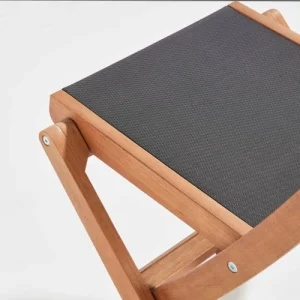 vente à bas prix Oviala Lot De 2 Chaises Pliantes En Bois D’eucalyptus Et Textilène Noir 18