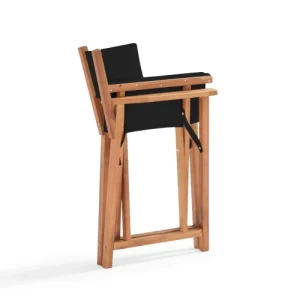 grossiste Oviala Lot De 2 Chaises Pliantes En Bois D’eucalyptus Et Textilène Noir 12