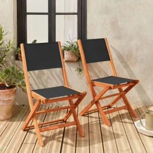 en ligne vente Alice’s Garden Lot De 2 Chaises Pliantes En Bois D’Eucalyptus FSC Huilé Noir 10