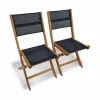 en ligne vente Alice’s Garden Lot De 2 Chaises Pliantes En Bois D’Eucalyptus FSC Huilé Noir 22