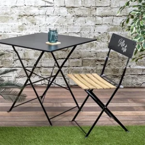 en ligne officielle Altobuy Lot De 2 Chaises Pliantes Noires Motif Bella Vita 12