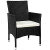 Service Clients Dédié Tectake Lot De 2 Fauteuils De Jardin Acier Avec 2 Sets De Housses Noir/beige 14