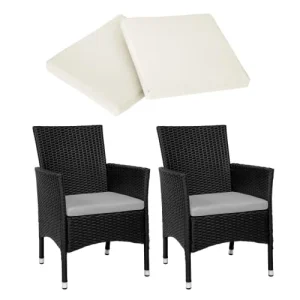 Service Clients Dédié Tectake Lot De 2 Fauteuils De Jardin Acier Avec 2 Sets De Housses Noir/beige 14